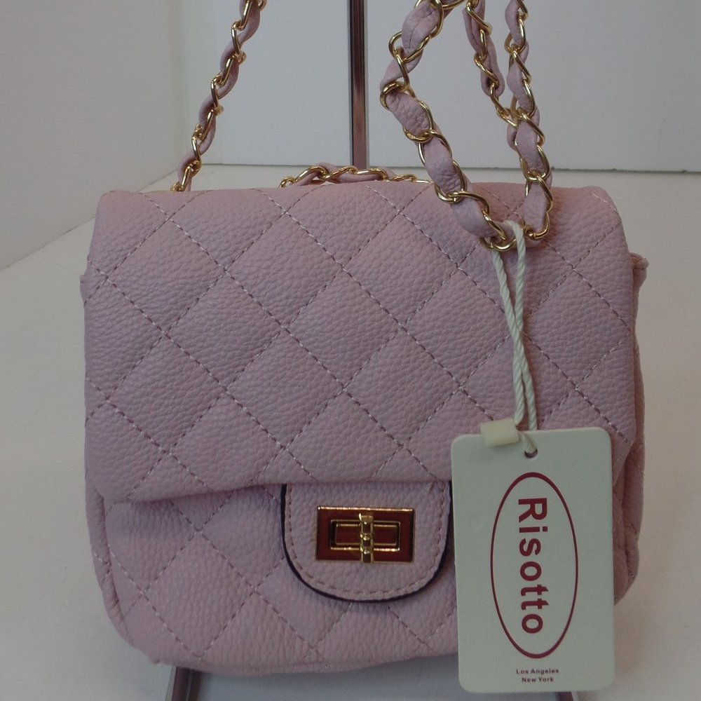 Risotto Blush Quilted Pleather Mini Cross Body Bag Goldtone Hardware New W Tags